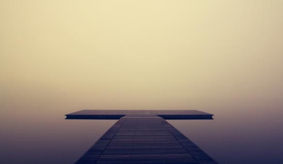 Free Stock Photo of Pier in the Morning Mist - With Copyspace