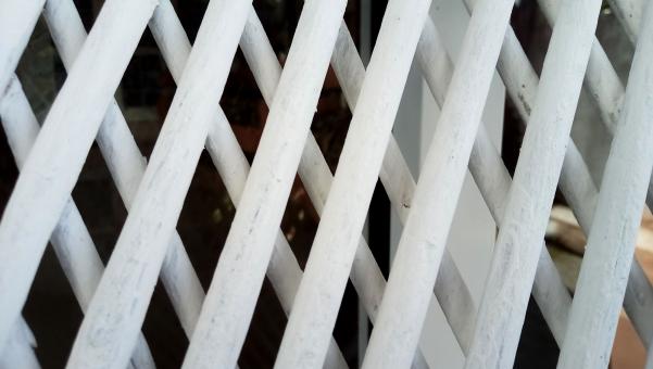 Free Stock Photo of white colored old rattan wood line in diagonal pattern