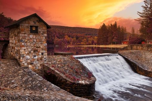 Free Stock Photo of Sunset Fantasy Spillway