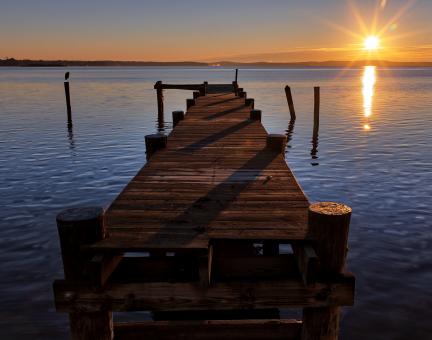 Free Stock Photo of Abandoned Sunrise Pier - Havre de Grace