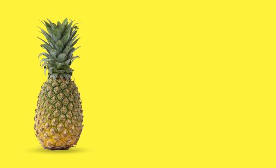 Free Stock Photo of Pineapple on yellow color background