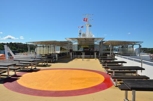 Free Stock Photo of A terrace on ferry forr some rest and drinks