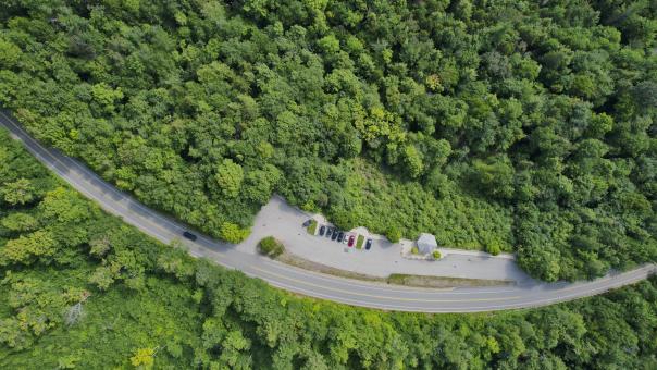 Free Stock Photo of Forest road aerial
