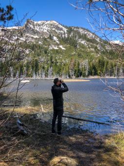 Free Stock Photo of Birdwatching man
