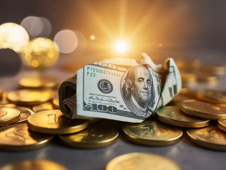 Free Stock Photo of DOLLAR Currency Gold Coin Money