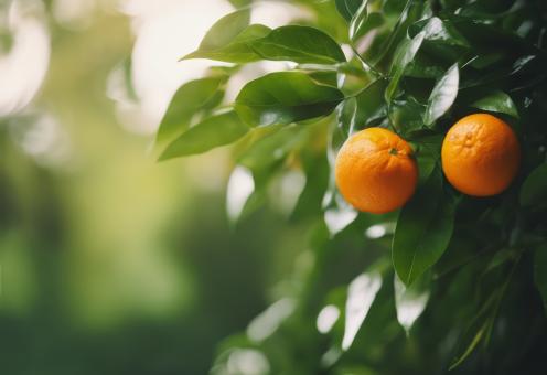 Free Stock Photo of Fresh Orange With Green Leaves