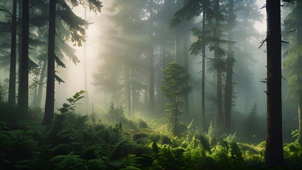 Free Stock Photo of Misty Forest