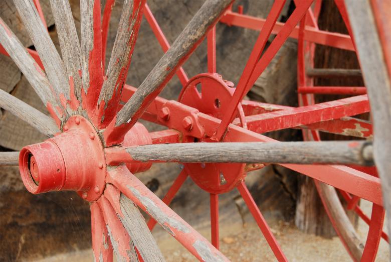 Free stock image of Painted Red Wagon Wheel created by j. l. johnson