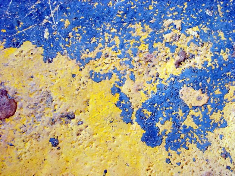 Free stock image of Blue and yellow painted surface created by Darren Hester