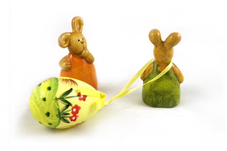 Free stock image of Easter rabbits - one dragging an egg created by Bjorgvin