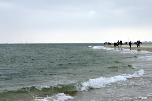 Free Stock Photo of People walking on the beach