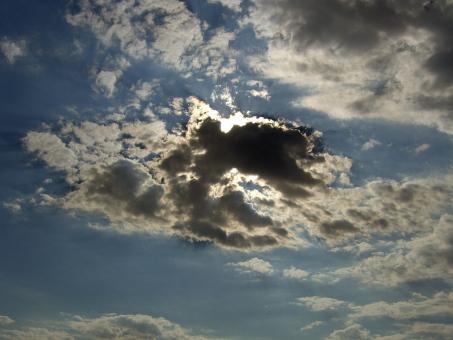 Free Stock Photo of Sun Hiding Behind Clouds