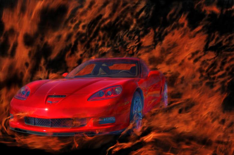 Free stock image of Corvet on fire created by Brad