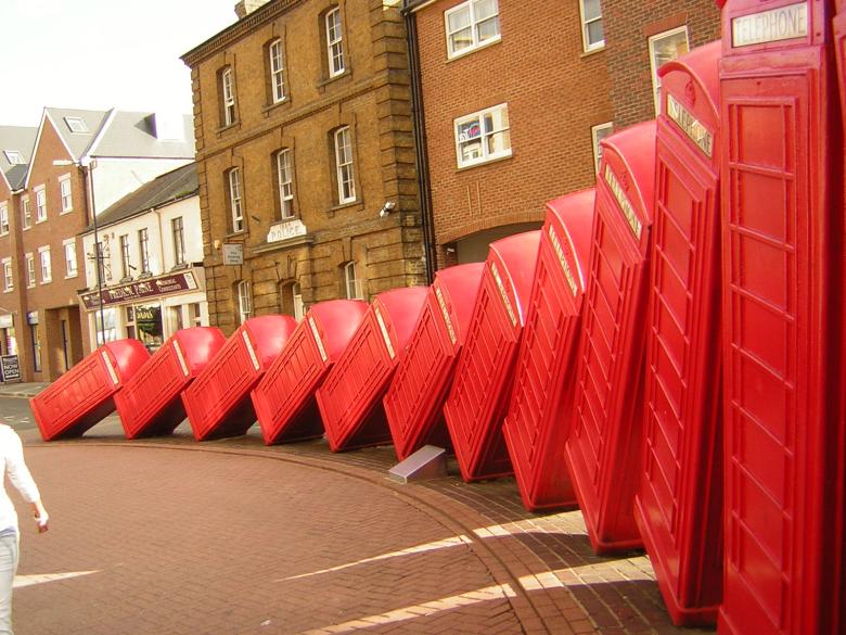 Free stock image of Collapsing Telephone Boxes created by Michael Haire