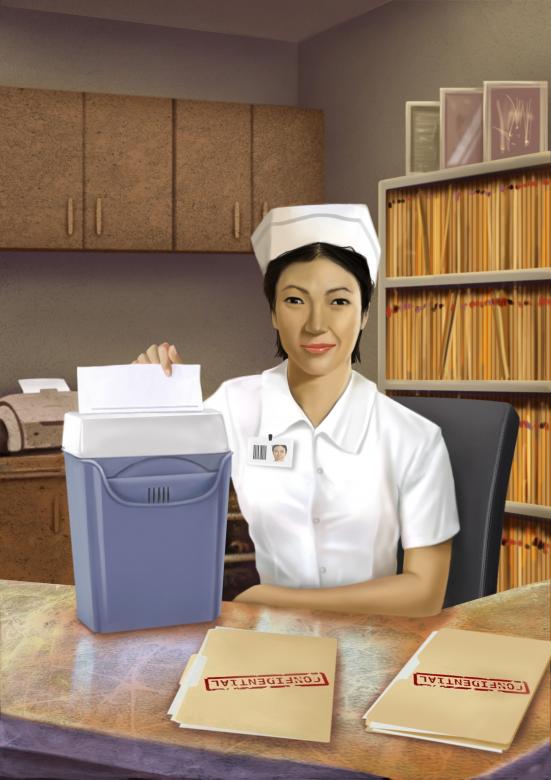 Free stock image of Nurse Shredding Papers created by Matthew P