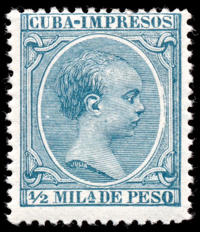 Free stock image of Cyan King Alfonso XIII Stamp created by Nicolas Raymond