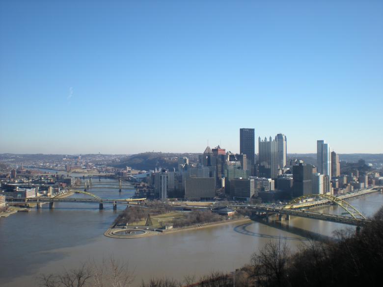 Free stock image of Pittsburgh Winter Skyline created by John C. Thomas