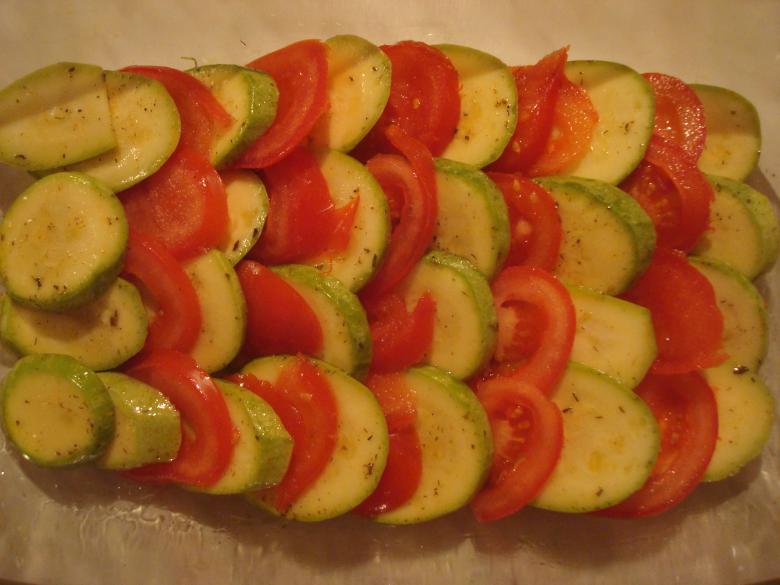 Free stock image of Tomatoes and zucchini dish in preparatio created by Boris Kyurkchiev