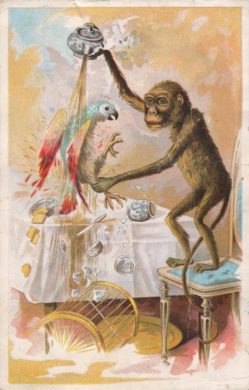 Free stock image of Victorian Trade Card - Monkey Business created by Nicolas Raymond