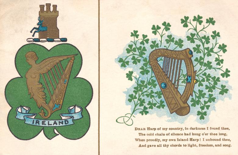 Free stock image of Antique Ireland Harp Postcard created by Nicolas Raymond