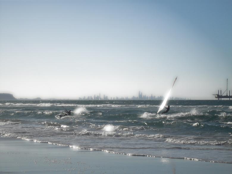 Free stock image of Windsurfer and Kitesurfer created by Nicholas Spaggiari