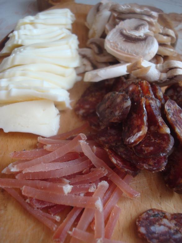 Free stock image of Meat, cheese and mushrooms on a plate created by Boris Kyurkchiev