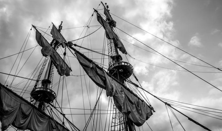 Free stock image of Sailing ship's masts with sails created by Janis Urtans