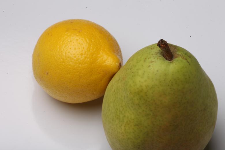 Free stock image of Pear and Lemon isolated on white. created by Jared Davidson