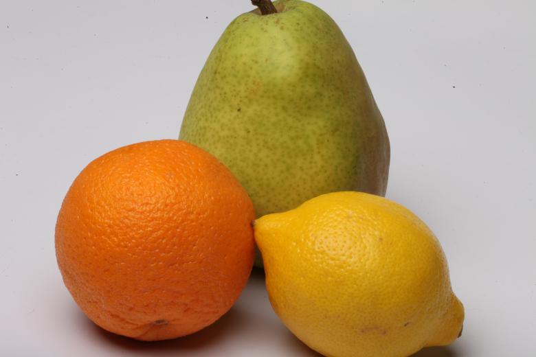 Free stock image of Lemon, Pear and Orange isolated on white created by Jared Davidson