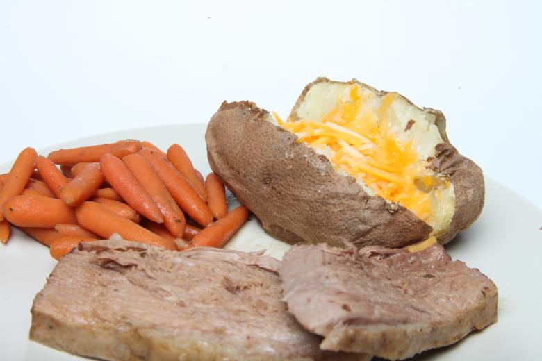 Free stock image of Pot Roast, Carrots and Baked Potato created by Jared Davidson