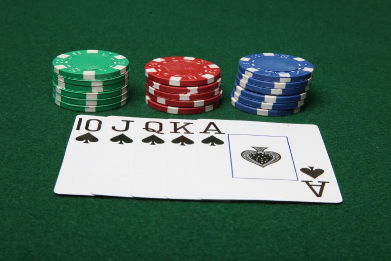 Free stock image of Royal Flush with poker chips. created by Jared Davidson