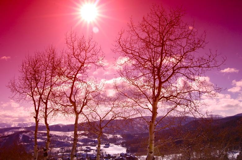 Free stock image of Sun Shines over a Pink Winter Mountain created by Chance Buell