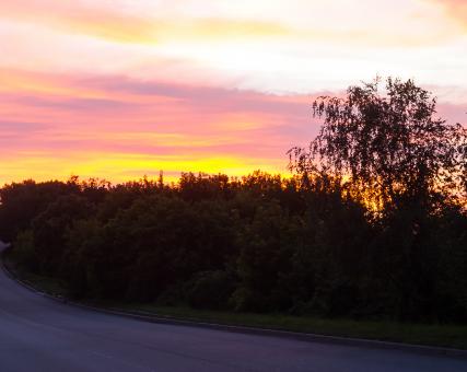 Sunset near the road - Free Stock Photo