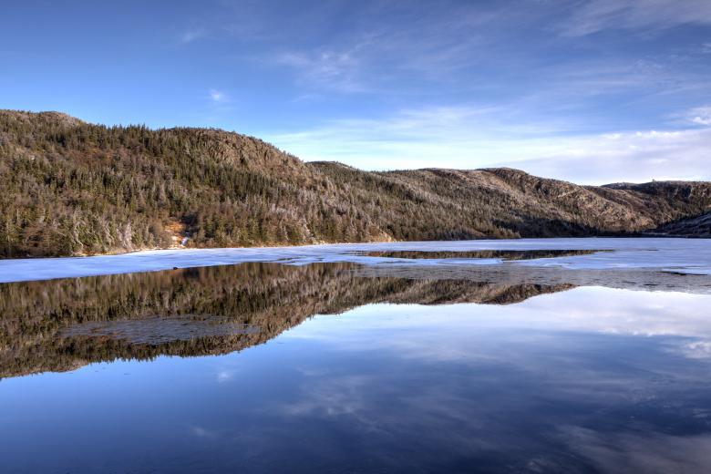Free stock image of Winter lake reflection created by Geoffrey Whiteway