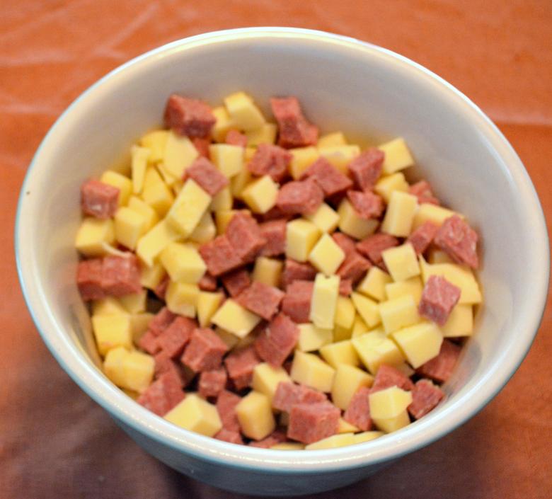 Free stock image of Salami and cheese In Squares created by Vincent alvino
