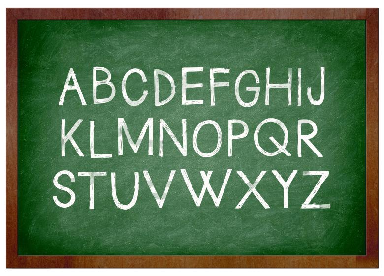 Free stock image of Alphabet chalk on school chalkboard created by Luka