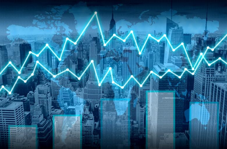 Free stock image of Finance graph superimposed on Manhattan created by Jack Moreh