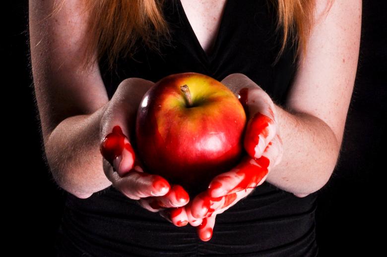 Free stock image of Woman holding bleeding apple sin created by Luka