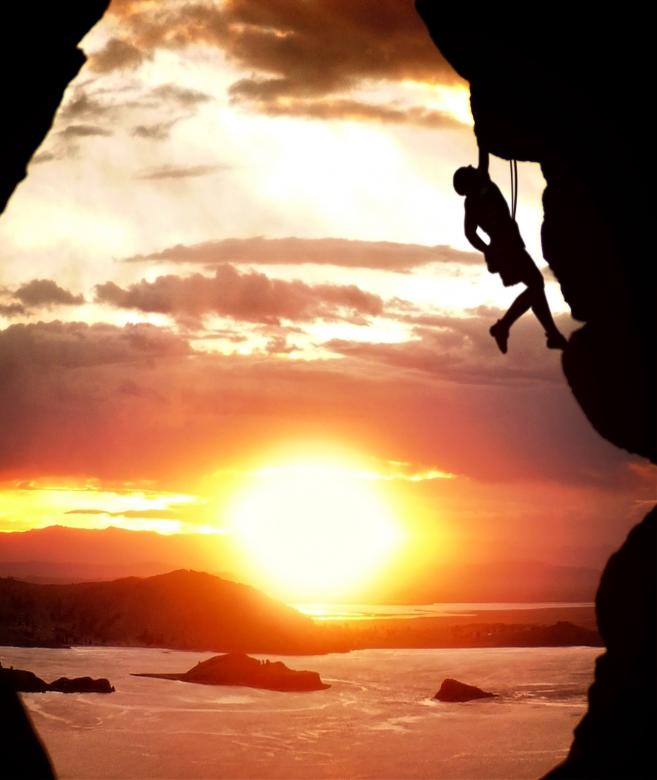 Free stock image of Free-climber rising at sundown created by Jack Moreh