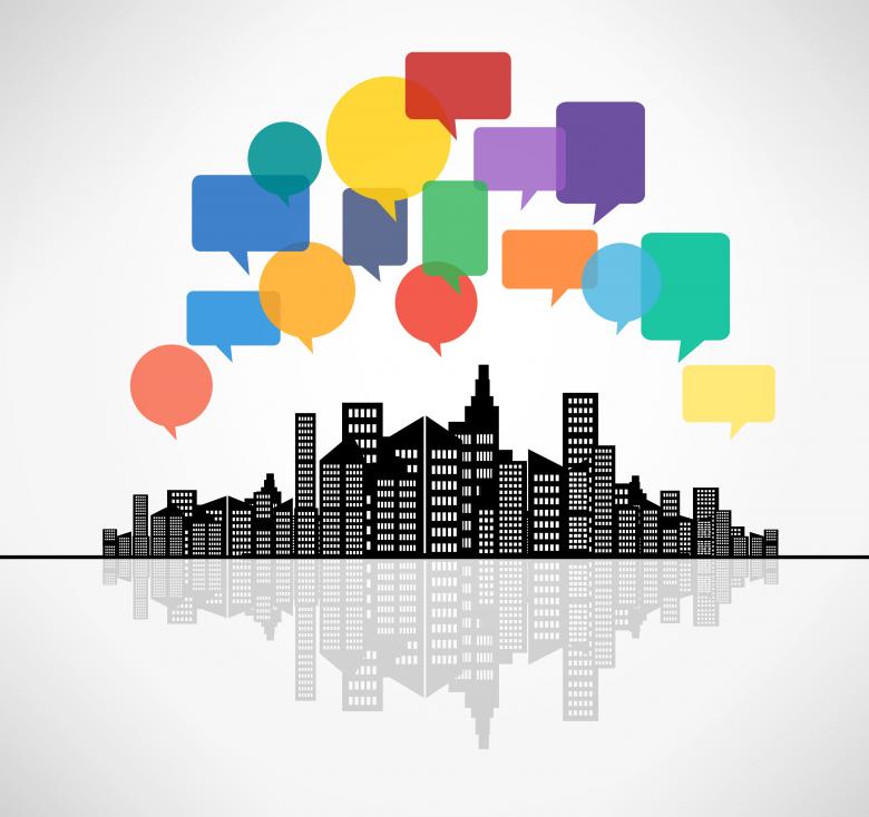 Free stock image of Speech bubbles above the city created by Jack Moreh