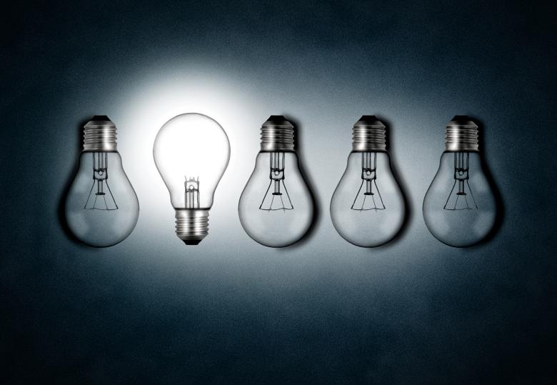 Free stock image of Illuminated lightbulb amid dim bulbs created by Jack Moreh