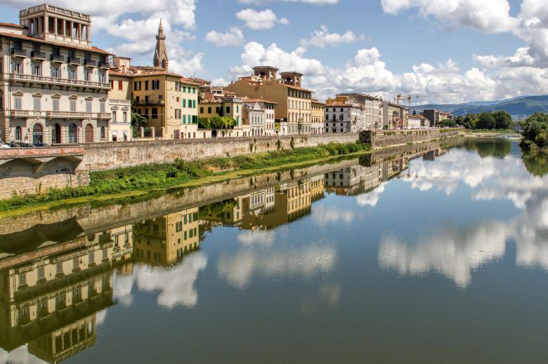 Free stock image of Building Reflections in the Fiume Arno  created by Geoffrey Whiteway