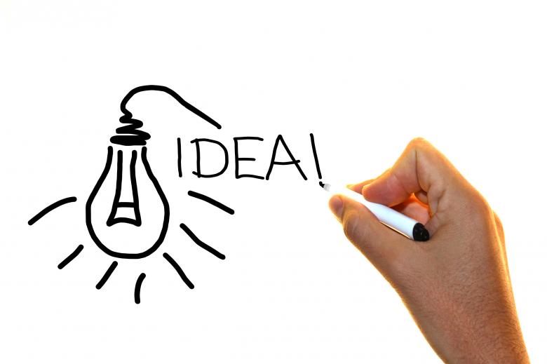 Free stock image of Hand drawing the word idea with lightbulb sketch created by Jack Moreh