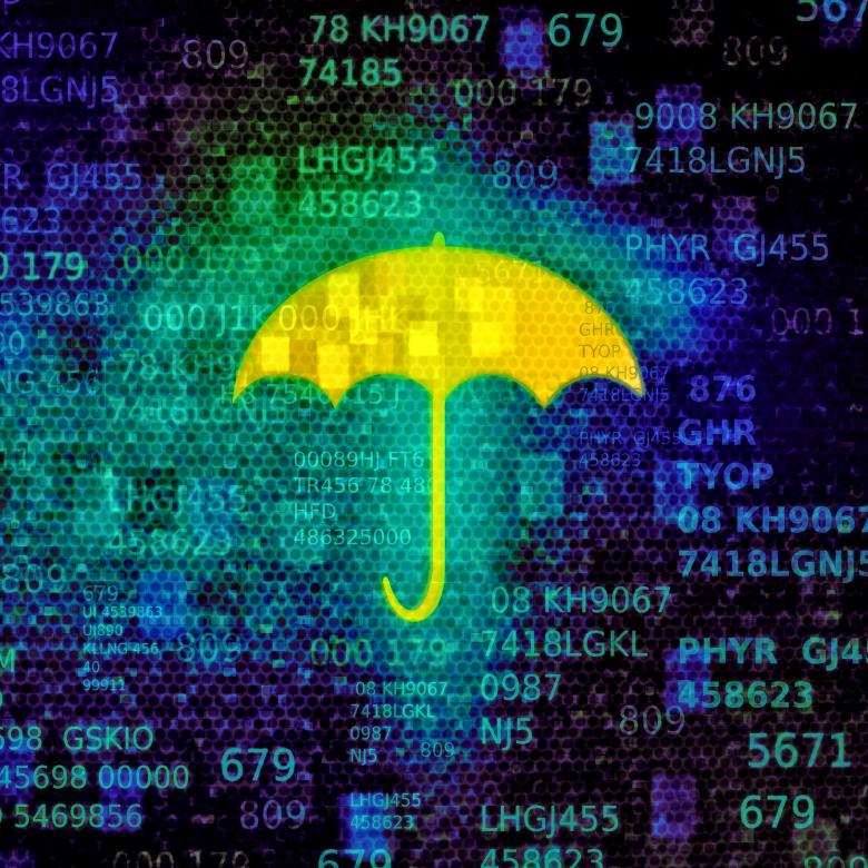 Free stock image of Cyber security concept with umbrella on data screen created by Jack Moreh