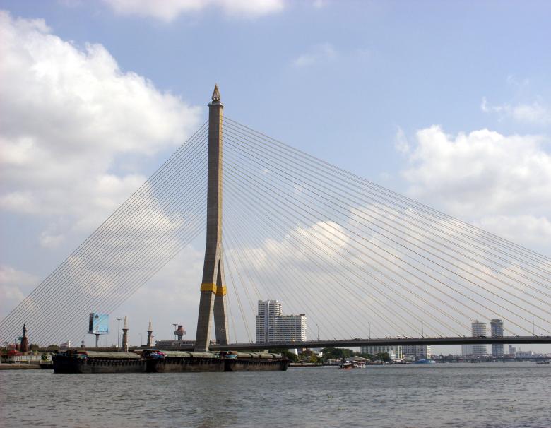 Free stock image of Rama VIII Bridge and Chao Phraya River created by Chas Mac