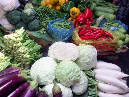 Assorted vegetables at Cambodian  market 
