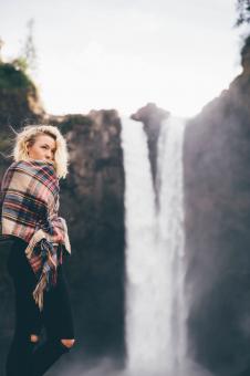 The Waterfall and The Woman - Free Stock Photo