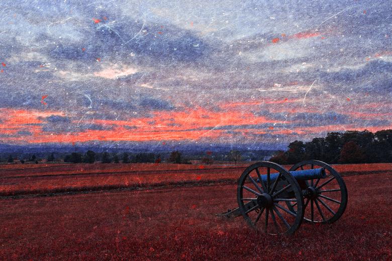 Free stock image of Gettysburg Cannon Sunset - Ruby Rapture created by Nicolas Raymond