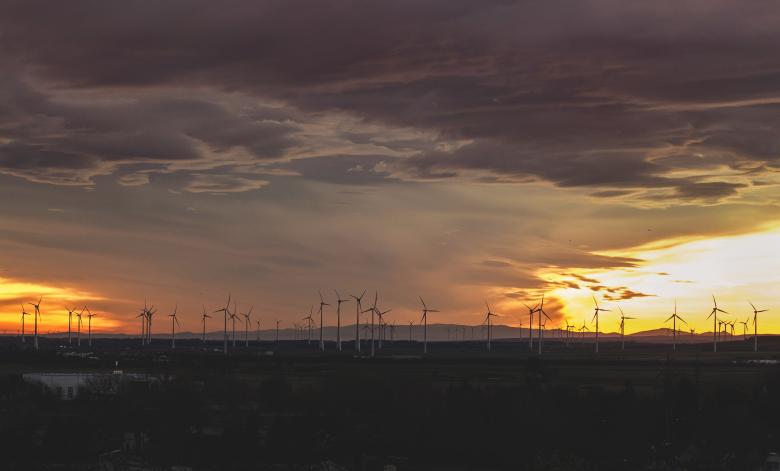Free stock image of Windmills at Sunset created by StockSnap