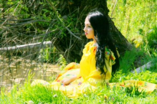 Free Stock Photo of Girl in Yellow